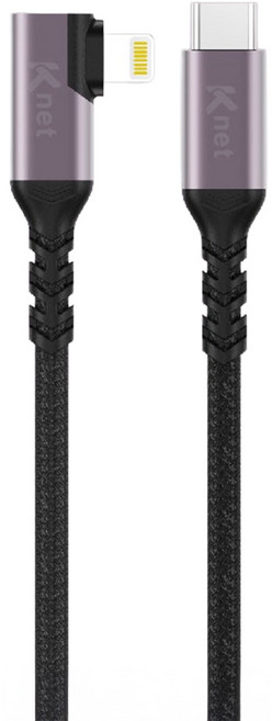 KTnet 廣鐸 G884 Type-C-Lightning 蘋果手遊90度彎頭快充傳輸線 3A大電流, 1.2m, 淺紫色, 1個