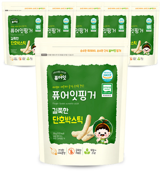 퓨어잇 핑거 길쭉한 야채스틱, 단호박, 30g, 6개