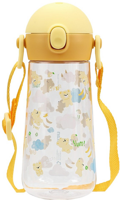 릴팡 더보틀 원터치 어깨끈 트라이탄 물통, 옐로우베어, 470ml, 1개