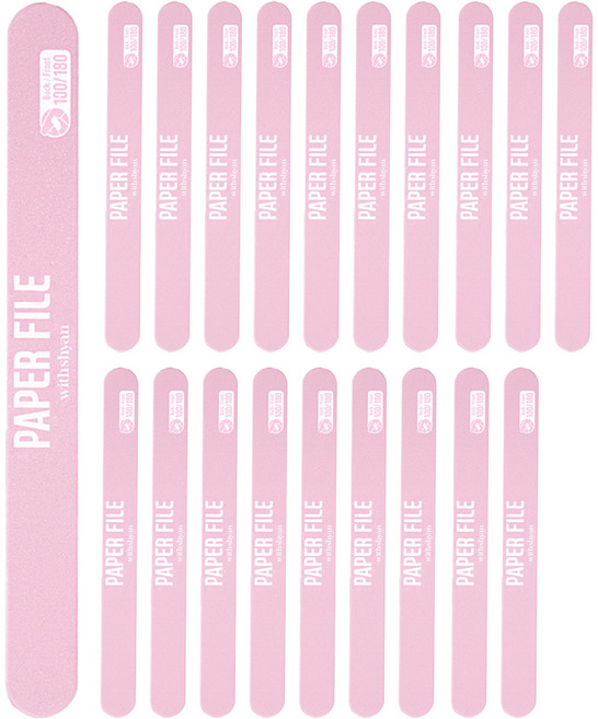 위드샨 자연 네일 페이퍼 파일 100/180, 20개, 혼합색상