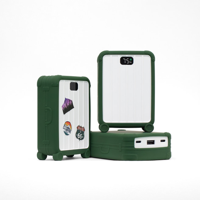 힉스코리아 고속충전 대용량 잔량표시 22.5W 보조배터리 20000mAh 멀티단자, 화이트 + 엘프 그린, GB-PB20KN-LEG