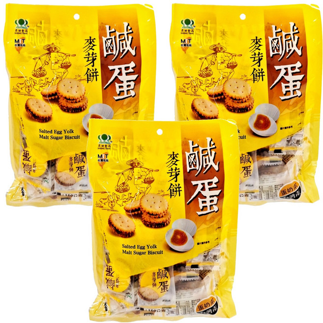 昇田食品 鹹蛋麥芽餅, 150g, 3袋