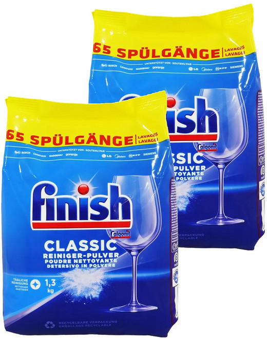 finish 洗碗機專用 洗滌粉, 1.3kg, 2袋
