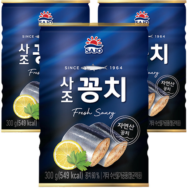 사조 꽁치 통조림, 300g, 3개