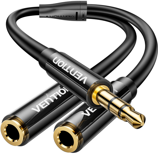 벤션 3.5mm 스테레오 확장 Y형 AUX 케이블, 혼합 색상, 1개