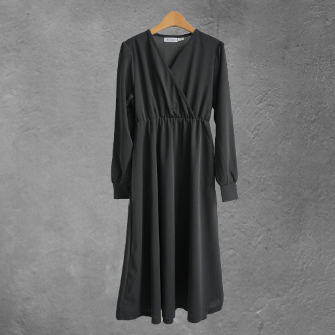 구디프 여성용 세련 브이넥 긴팔 원피스 빅사이즈 포함