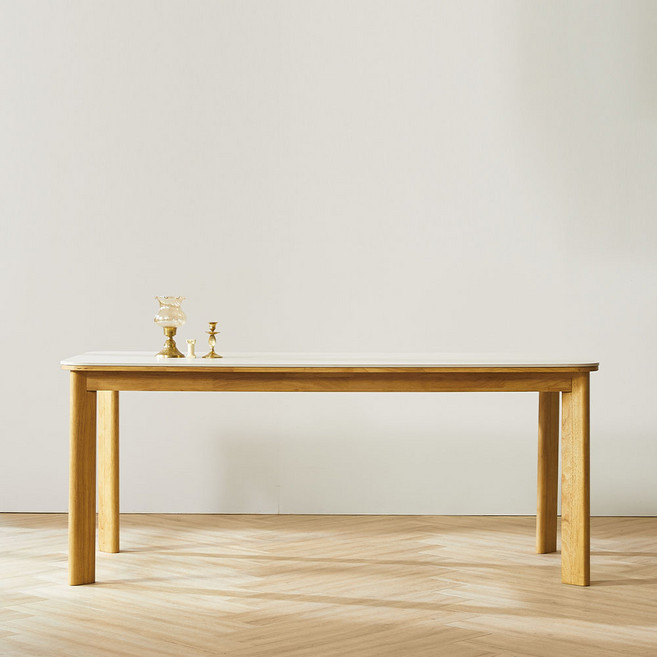 퍼피노 브리즈 1800 세라믹 식탁 테이블 방문설치, 화이트상판 + 내추럴원목, 6인용