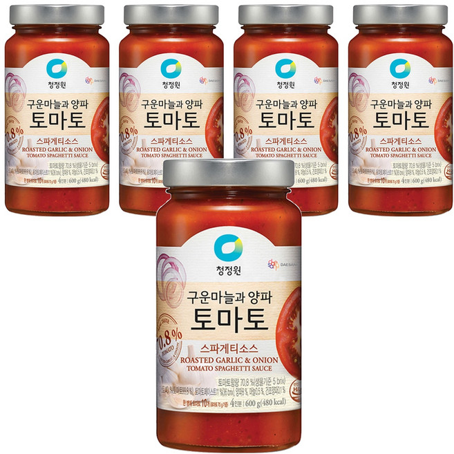 청정원 구운마늘과 양파 토마토 스파게티소스, 600g, 5개