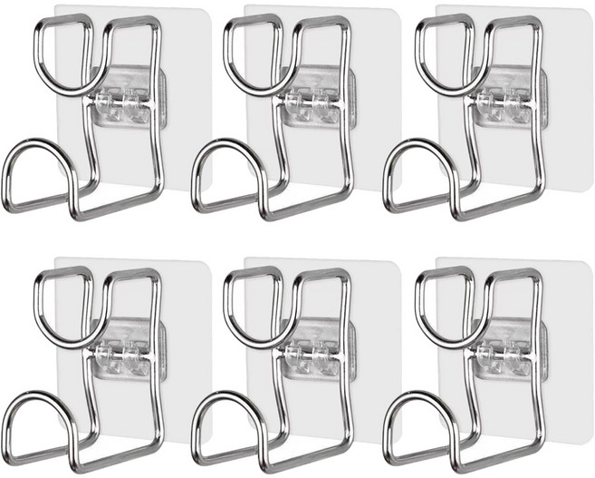 코지웰 욕실 세면대 정리 다용도 접착 걸이, 실버, 6개