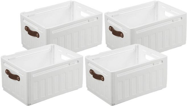 ONE HOUSE 川櫻伸縮折疊收納盒 手提款 22L OH-Q729-F, 4個, 純白色