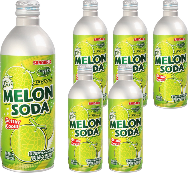 SANGARIA 鋁罐彈珠汽水 哈密瓜風味, 500g, 6瓶