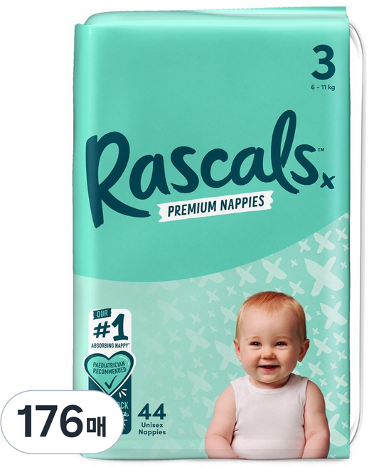 라스칼프렌즈 프리미엄 밴드형 기저귀, 176매, 3단계