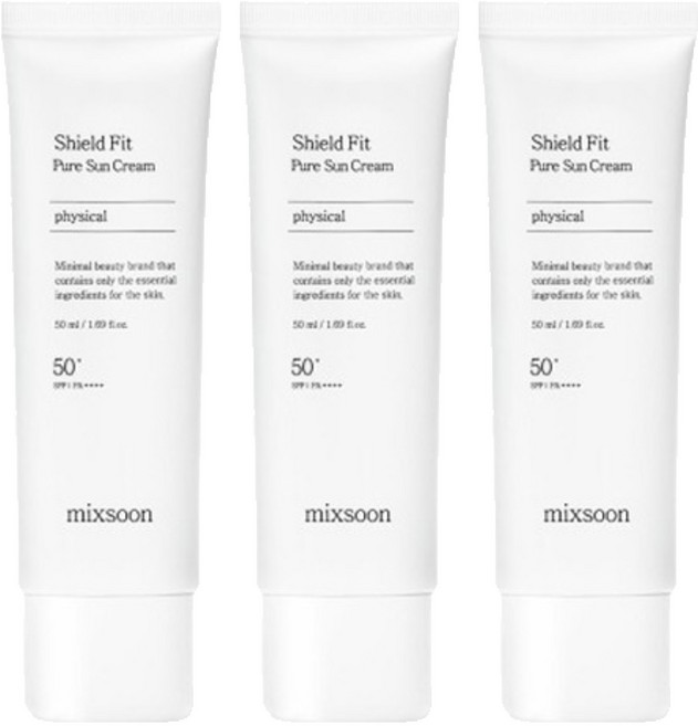[비건뷰티] 믹순 실드핏 퓨어 선크림 SPF50+ PA++++, 3개, 50ml