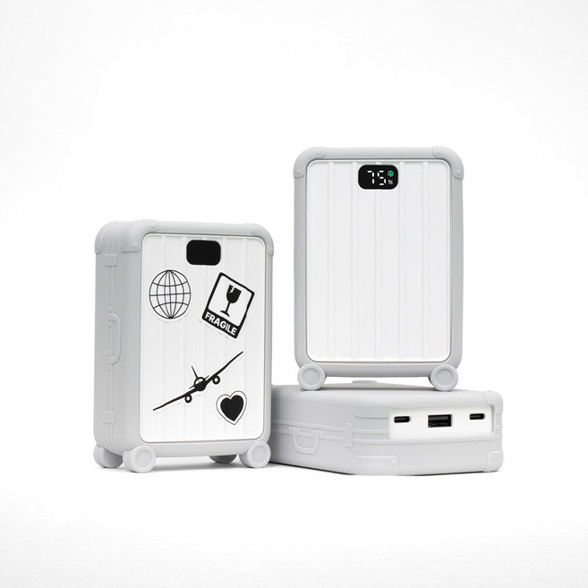 힉스코리아 고속충전 대용량 잔량표시 22.5W 보조배터리 20000mAh 멀티단자, 화이트 + 실버, GB-PB20KN-LSV