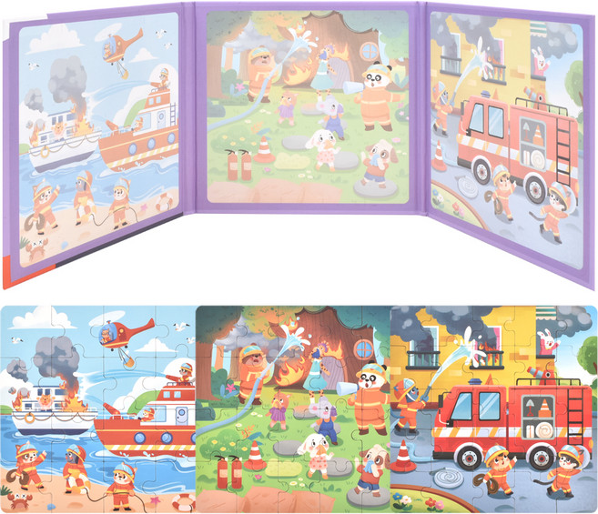 오즈토이 아동용 레벨 폴딩 자석놀이 퍼즐 책 동물구조대 STEP3, 1개, 61피스