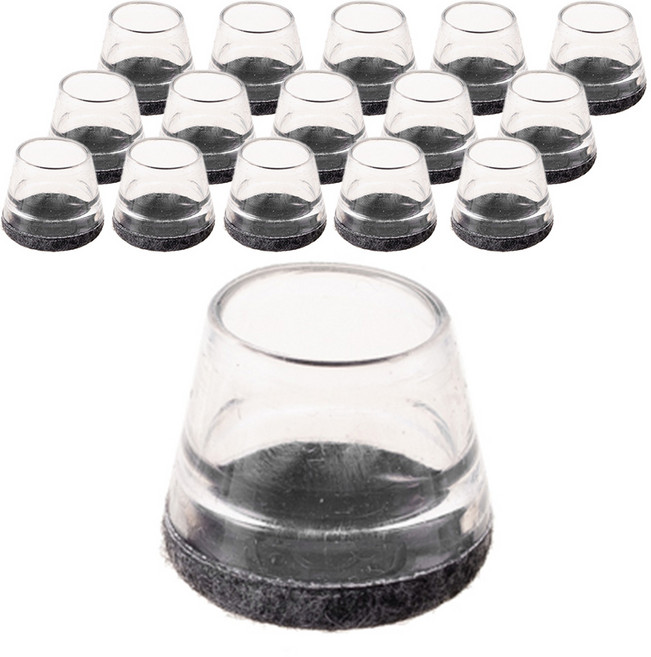 코멧 홈 미끄럼방지 투명 의자발 커버, 그레이, 16개