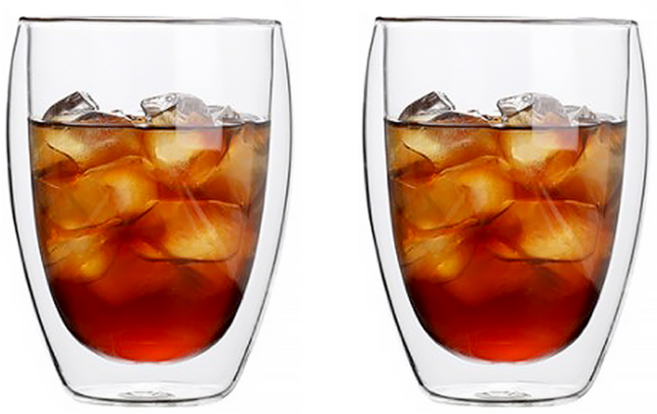 칼딘 이중 내열 홈 카페 유리컵 350ml DGC-02, 2개