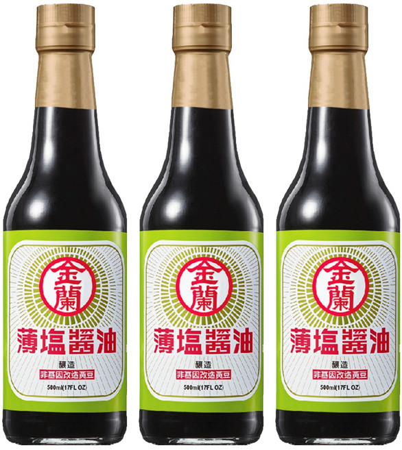 KIMLAN 金蘭 薄鹽醬油, 500ml, 3瓶