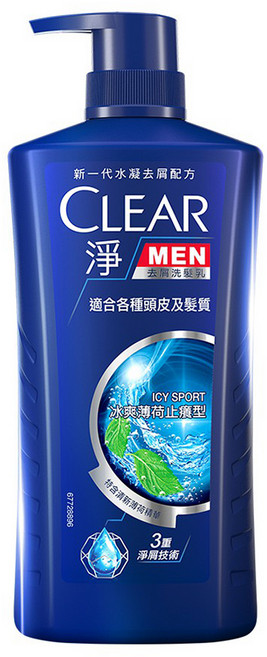 CLEAR 淨 冰涼薄荷止癢 男士去屑洗髮乳, 750g, 1瓶