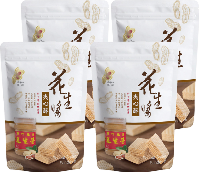 新竹福源 花生醬夾心酥, 192g, 4袋