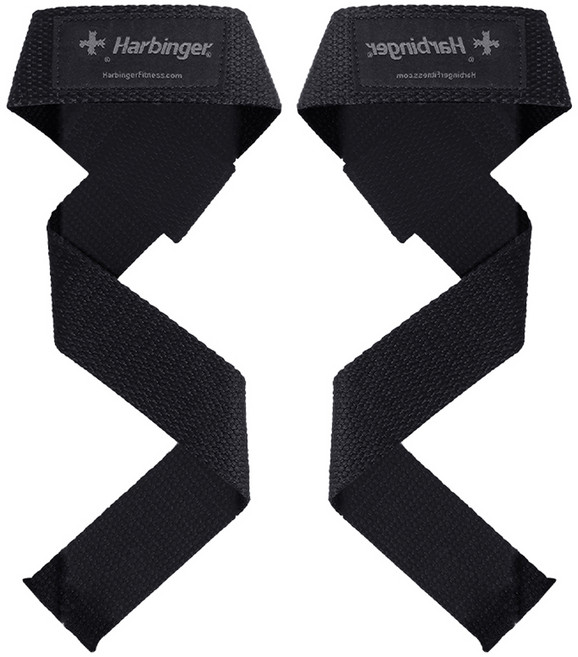하빈져 코튼 리프팅 헬스 스트랩 양손세트, 블랙, 1세트
