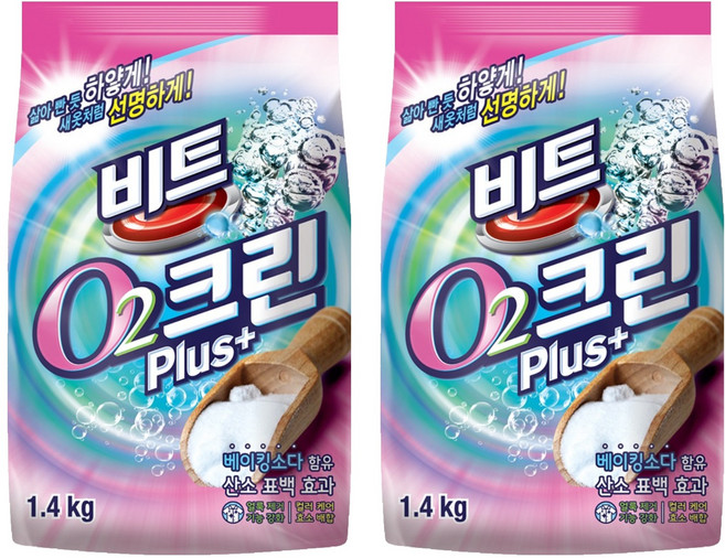 비트 O2크린 플러스 표백제, 1.4kg, 2개