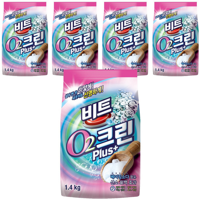 비트 O2크린 플러스 표백제, 1.4kg, 5개