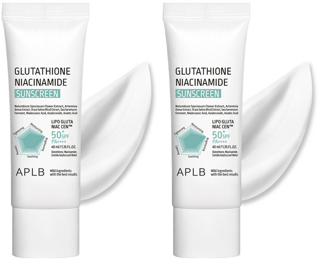 APLB 글루타치온 나이아신아마이드 선스크린 SPF50+ PA++++, 2개, 40ml