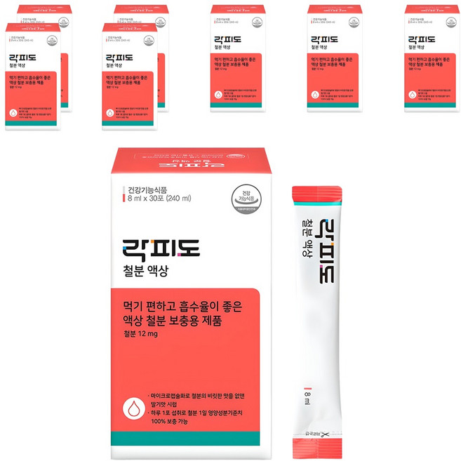 락피도 정품 철분 액상 30포, 240ml, 8개