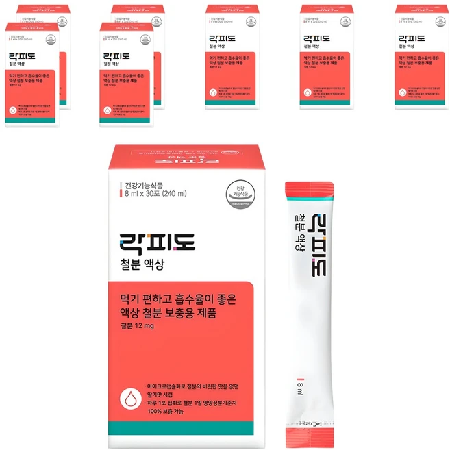 락피도 정품 철분 액상 30포, 240ml, 8개 - 쿠팡