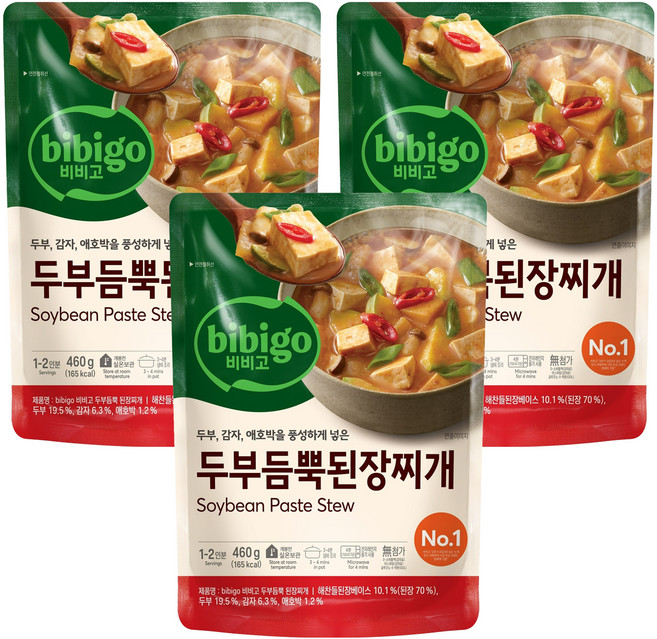 CJ bibigo 韓式豆腐大醬湯即食包, 460g, 3包