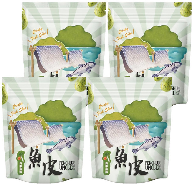 澎湖伯 風味魚皮 青蔥蛋黃, 70g, 4包