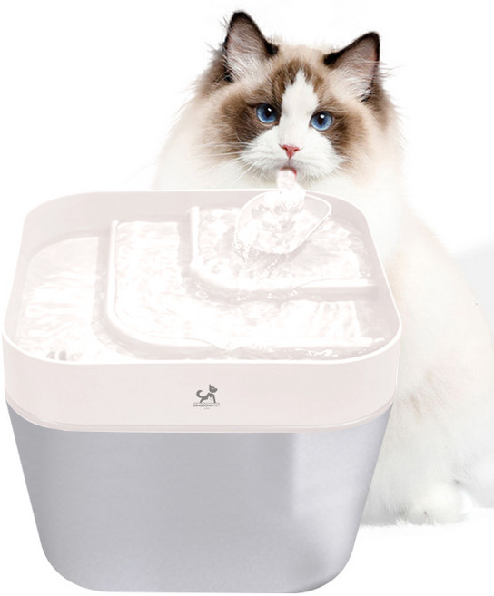 딩동펫 반려동물 웨이브 자동순환 급수기, 화이트, 1개