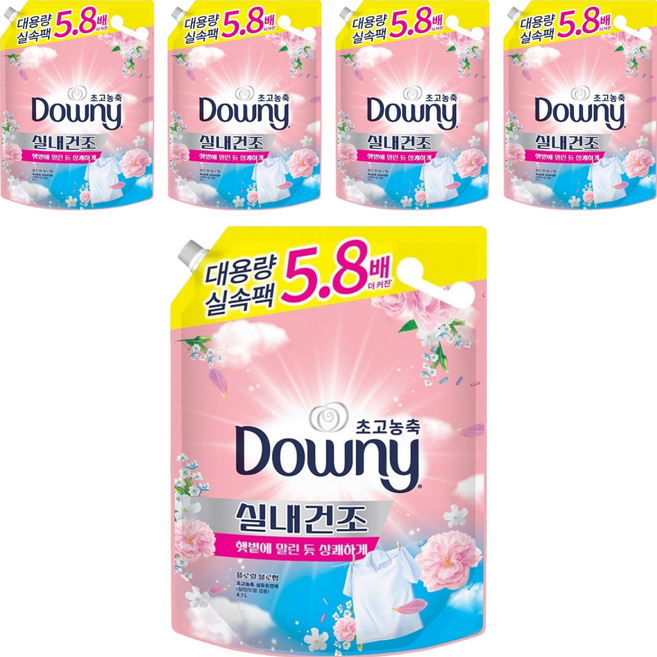 다우니 실내건조 초고농축 섬유유연제 플로럴 블로썸 리필, 4.1L, 5개