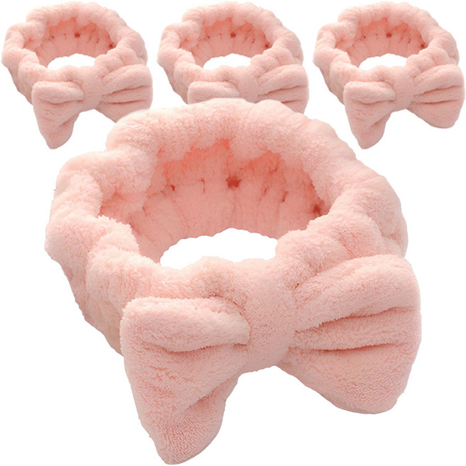 클레어라 리본 세안밴드, 핑크, 4개