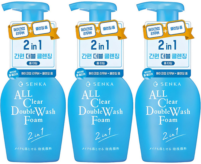 센카 올 클리어 더블 워시 폼 클렌저, 150ml, 3개