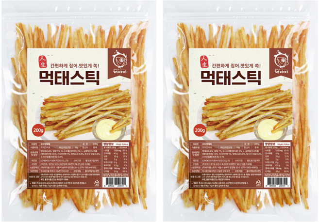 Heyami 86%明太魚魚肉 清爽明太魚乾條, 200g, 2個