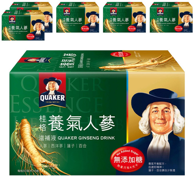 QUAKER 桂格 無糖養氣人蔘, 60ml, 6瓶, 6盒