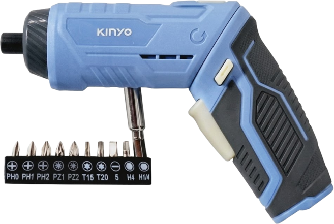 Kinyo 可旋式電動起子 附USB Type-C線 + 起子頭10件組, 1盒