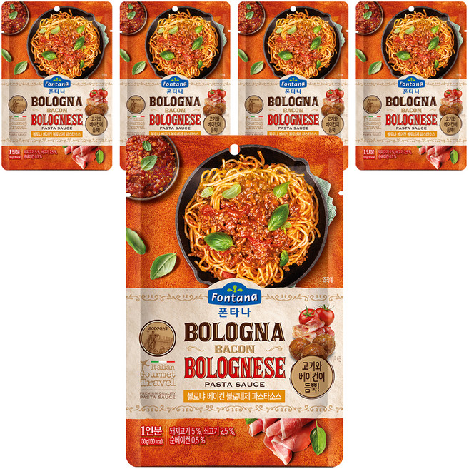 Fontana 培根肉醬意大利麵醬, 130g, 5個