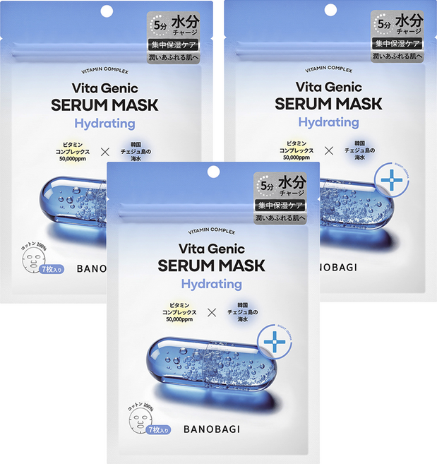 BANOBAGI 佰諾佰琪 維生素5分鐘面膜 水潤保濕 120g, 7片, 3袋