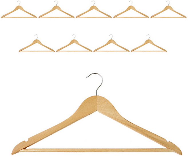 선우랜드 디럭스 상하의 원목옷걸이, 네츄럴, 10개