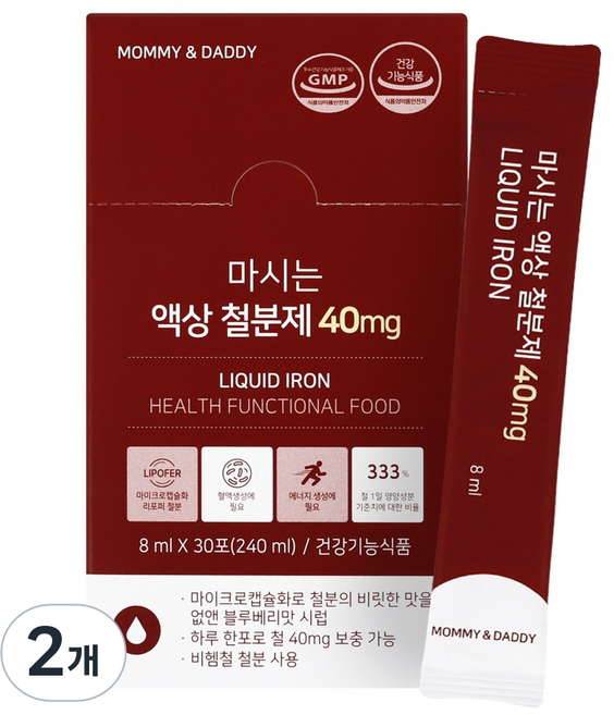 마미앤대디 마시는 액상 철분제 30p, 2개, 30정