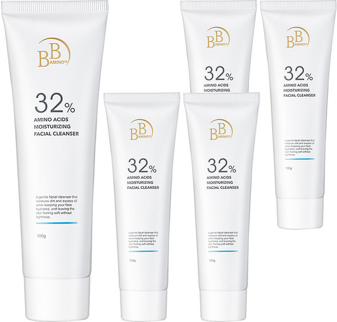 BB AMINO 科研 32%胺基酸 4D全效活膚潔面乳 100g, 5條