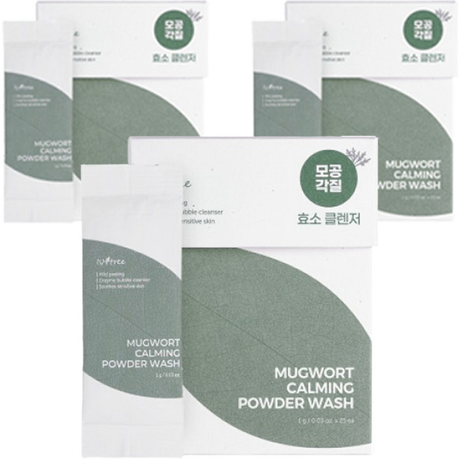 이즈앤트리 머그워트 카밍 파우더 워시 효소 클렌저, 25g, 3개