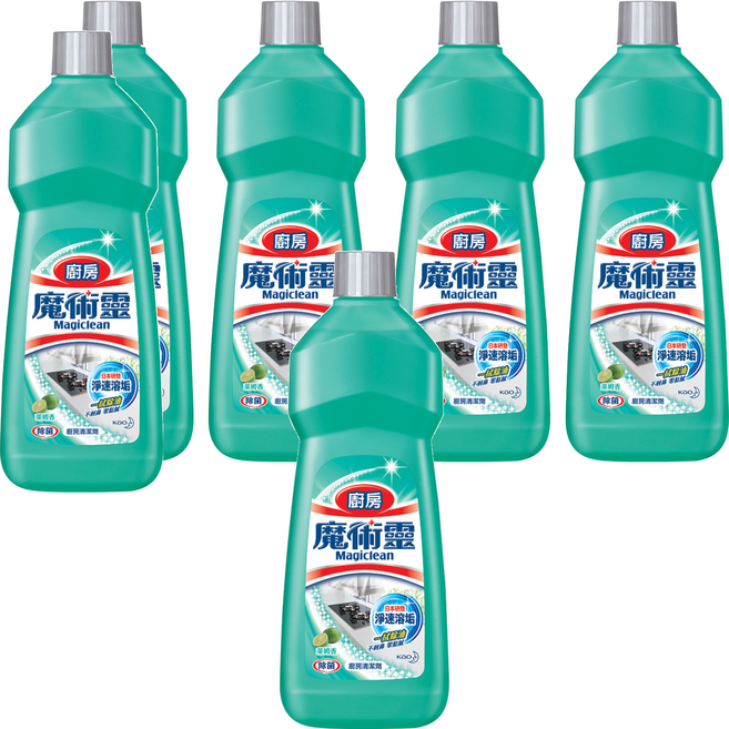 Kao 花王 Magiclean 魔術靈 台灣公司貨 廚房清潔劑經濟瓶 萊姆香, 500ml, 6瓶