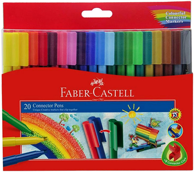FABER-CASTELL 輝柏 11-200-A 彩色連接筆, 20色, 1盒