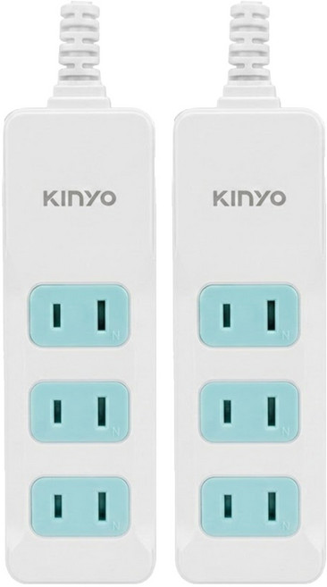 Kinyo 3插延長線 9呎 2PIN, 2.7m, 白色, 2個