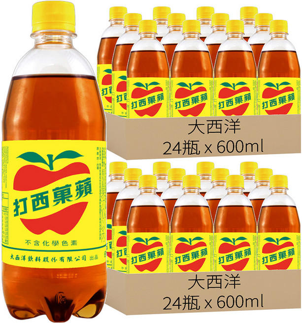 大西洋 蘋果西打, 600ml, 48瓶