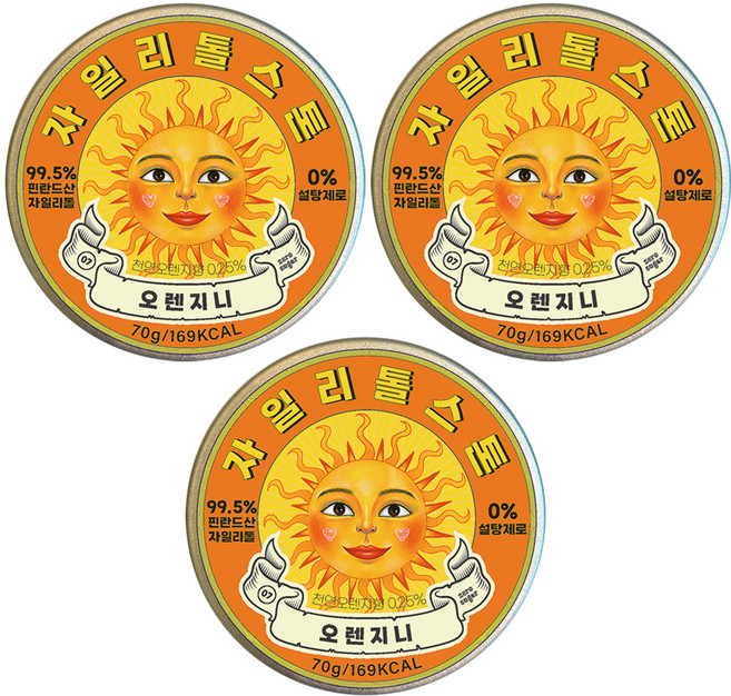 자일리톨스톤 캔디 오렌지니, 70g, 3개